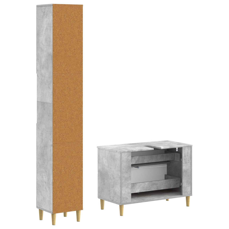 Bathroom Storage Furniture Set, Concrete Grey