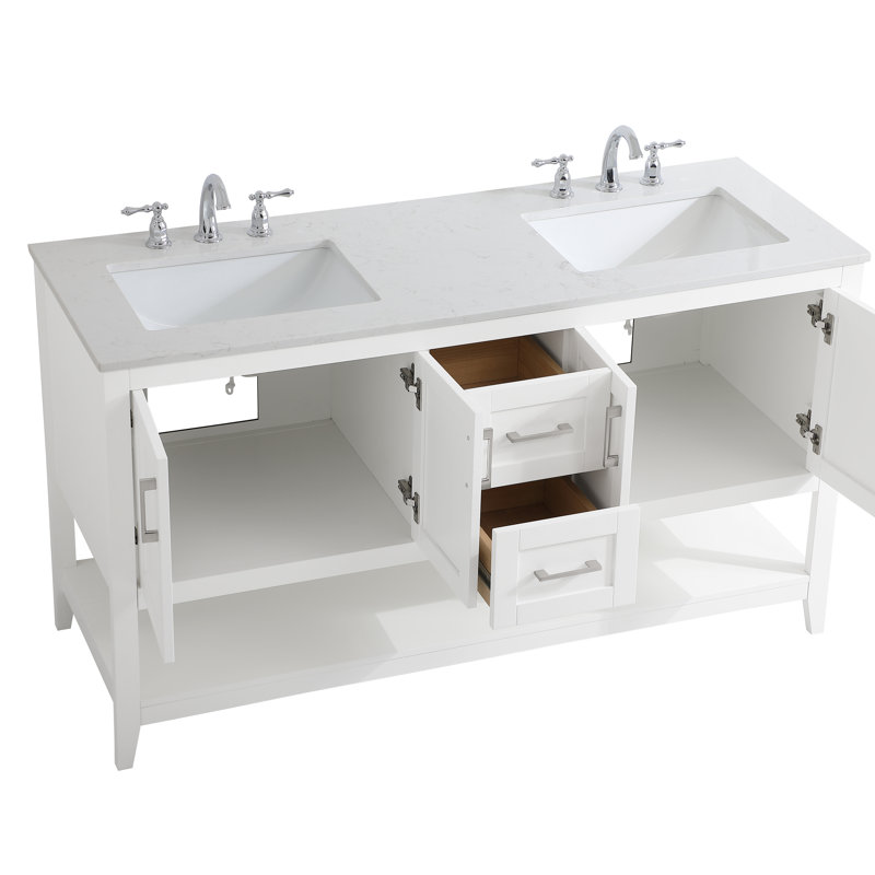Ensemble de meuble-lavabo double 60 po Scottsbluff, Blanc