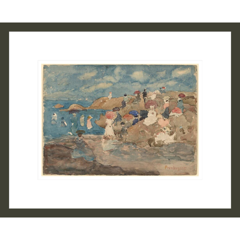 «Revere Beach» par Maurice Brasil Prendergast - estampe numérique encadrée, H 13,6 po x l 16,75 po