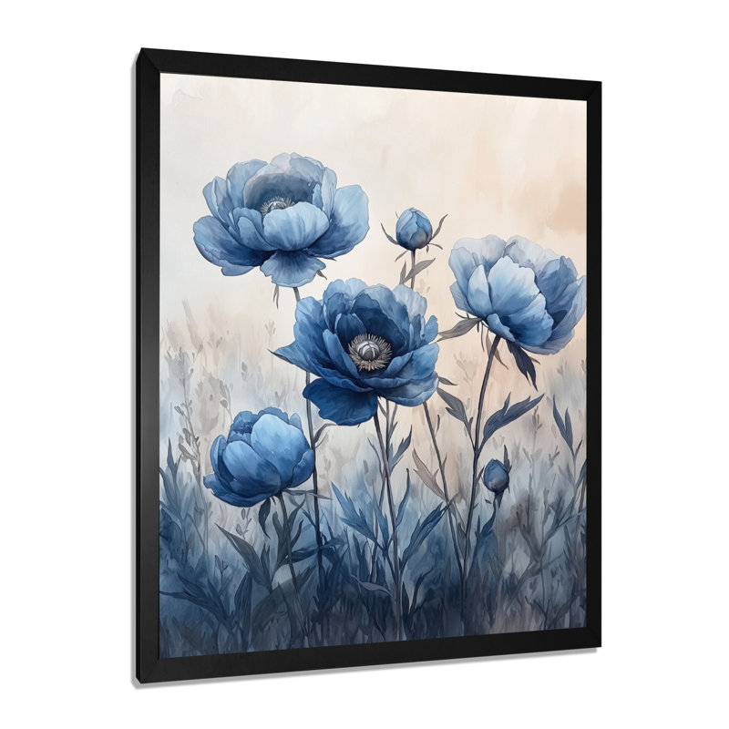 Bagtas - Floral Canvas Wall Art, 20" H x 12" W, Framed Print without Mat, Black