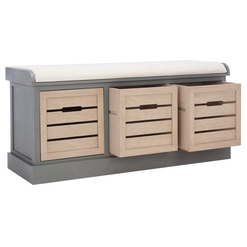 Banc de rangement South Ferry, Distressed Grey Frame / Sand Drawers