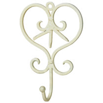 White Distressed Metal Heart Wall Hook