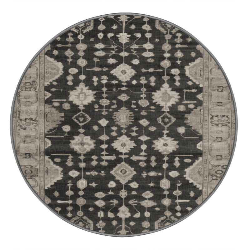 Tapis gris lavable à la machine, Rond 4 pi