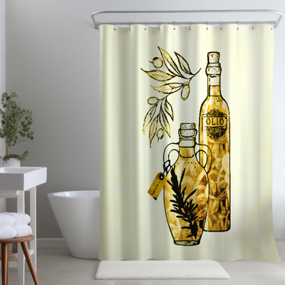 Antique Salt and Pepper Shaker – Polyester Shower Curtain, Dye Sublimation Print, 71" W × 74" L