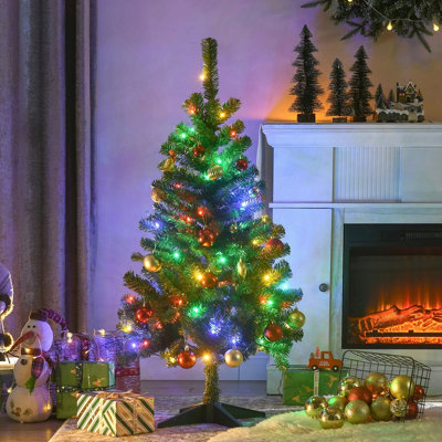 Arbre de Noël artificiel de 4 pi de hauteur avec 208 branches, 100 lumières DEL blanc chaud ou coloré, ouverture automatique