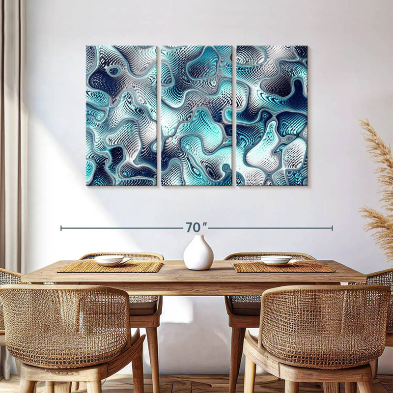 Fissures bleu sarcelle abstraites Avery, H 36 po x l 57 po