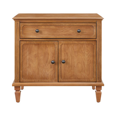Table de chevet Farmhouse avec station de charge, table de chevet en bois avec tiroir et armoire de rangement à double porte