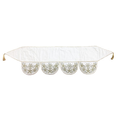 Écharpe de cheminée en velours avec perles à la main et broderie Crewel
