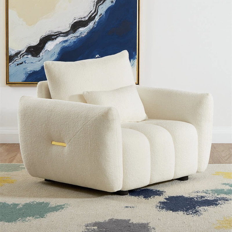 Méridienne de 35 po en tissu Teddy, Beige