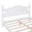 Structure de lit double en bois pleine grandeur, lit plateforme de style rétro avec support en lattes de bois, blanc