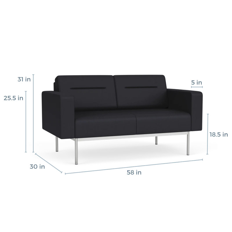 Causeuse de réception Darsey, Sans alimentation, Noir Patriot Plus, Argent argent