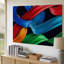 Canvas Create An Abstract Composition Featuring Flowing Vibrant Ribbons Of Colour Wall Art Against A Dark Background The Scene Includes Canvas Wall Art-1857625925