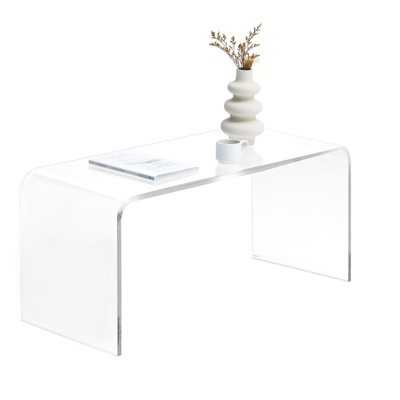 Table basse 39,25 po de long rectangulaire rectangulaire en acrylique de 15 mm d'épaisseur