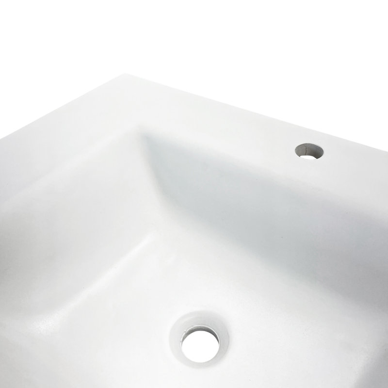 31'' White Concrete Single Bathroom Vanity Top with Integral Sink