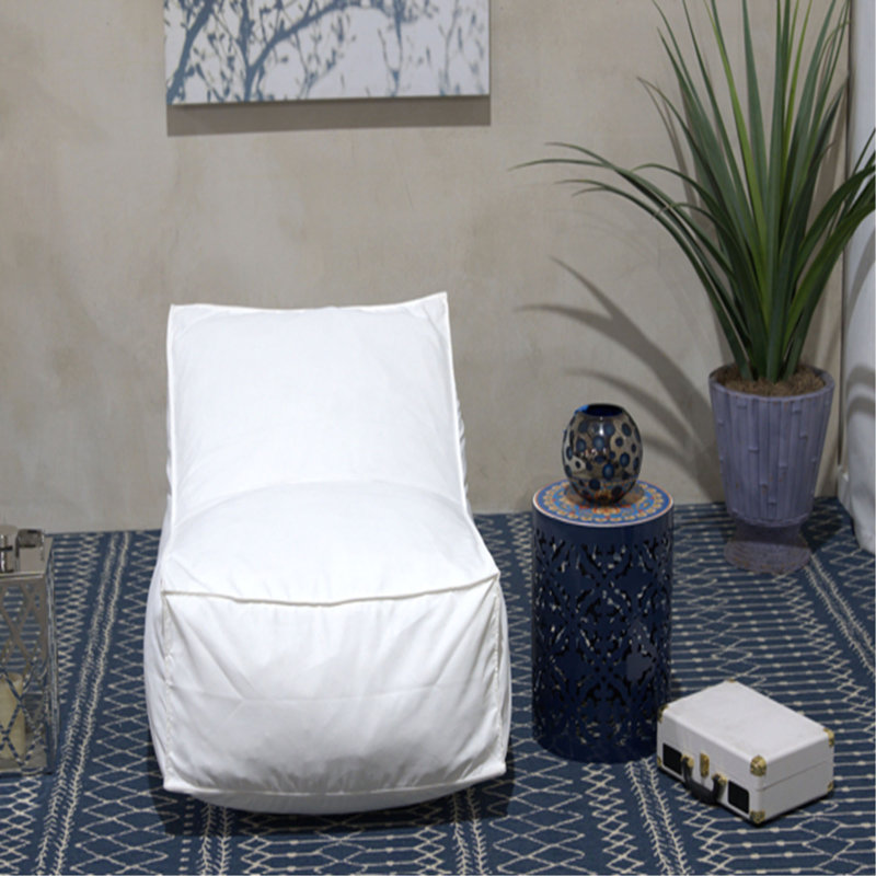 Ettie 3 Ft. Water Resistant Fabric Bean Bag Chair, White Washed