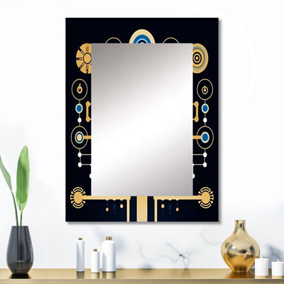 Futur géométrie éveil de la conscience III - décor de miroir mural unique géométrique, grand miroir doré, impression d'art en métal
