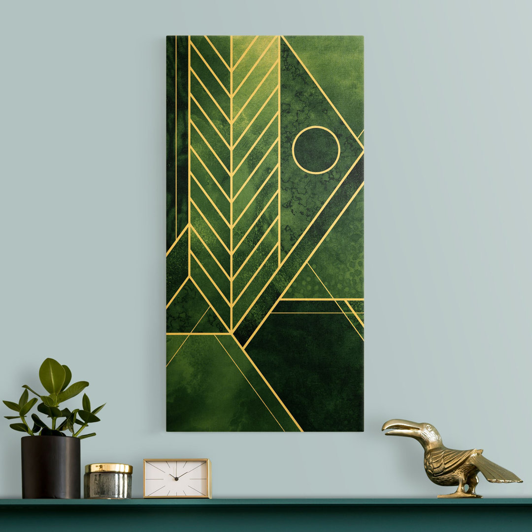 Leinwandbild Golden Geometry – Emerald