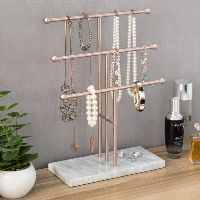 Marble Base Jewellery Stand, Rose Gold/White