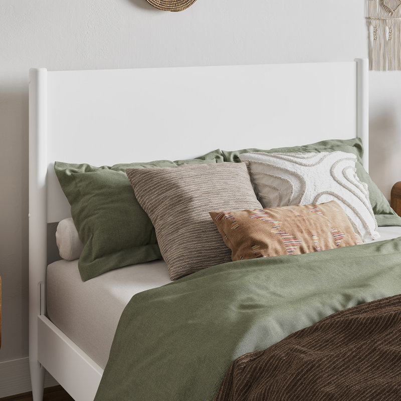 Bromwyn Mid Century Modern Solid Wood Low Profile Platform Bed, Full, White
