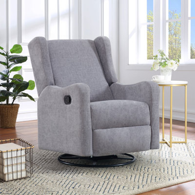 Wingback Nursery Glider Recliner Chair for Adults, Modern Swivel Gliding Rocker Recliners with Footrest, Comfy Chenille Rocking Chair Nursery for Living Room, Bedroom, Office