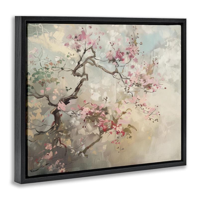 Cadre flottant Wild Cherry Blossoms Tree, design par Arlington Prints, Cadre flottant noir de jais, H 17 po x l 21 po