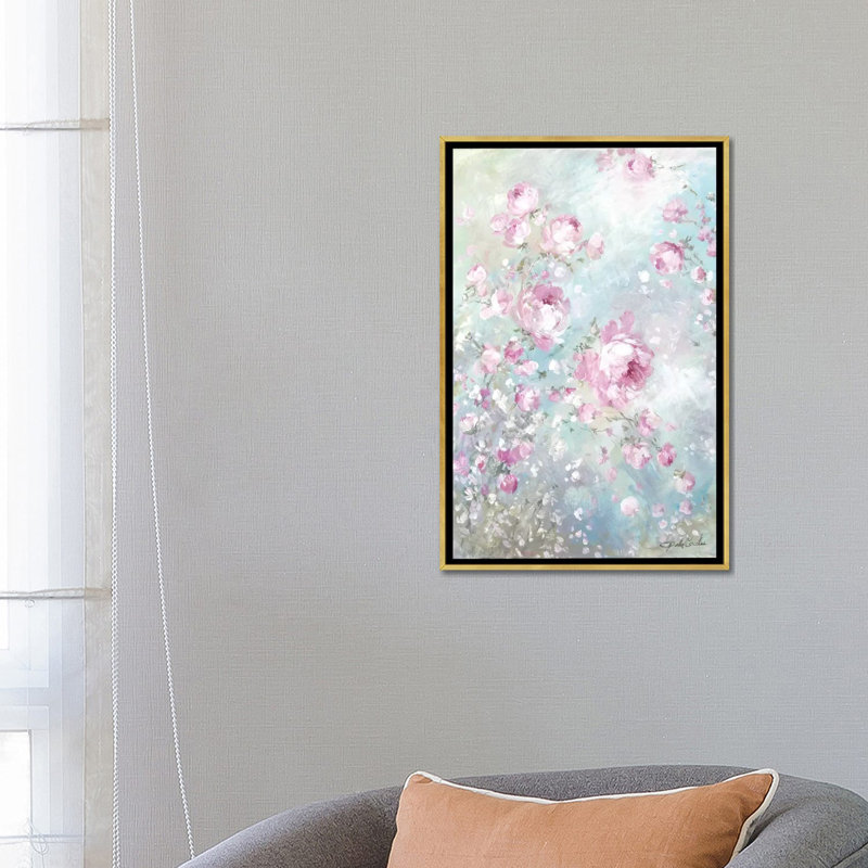 " Pink Whisper " by Debi Coules, 26" H x 18" W x 1.5" D, Gold Framed, No Mat
