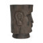 Table de bout à piédestal d'extérieur Moai avec statue antique et finition grain de bois