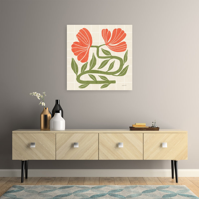 Tiges abstraites II - Affiche murale abstraite contemporaine de fleurs et de plantes, H 32 po x l 32 po