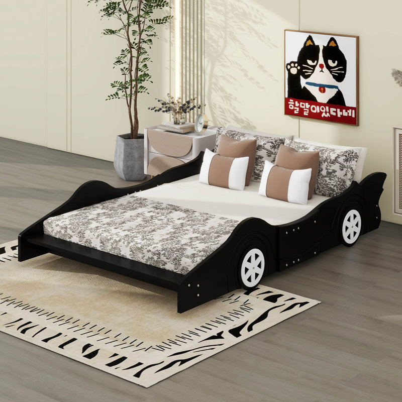 Race Car-Shaped Bed, Black, Full