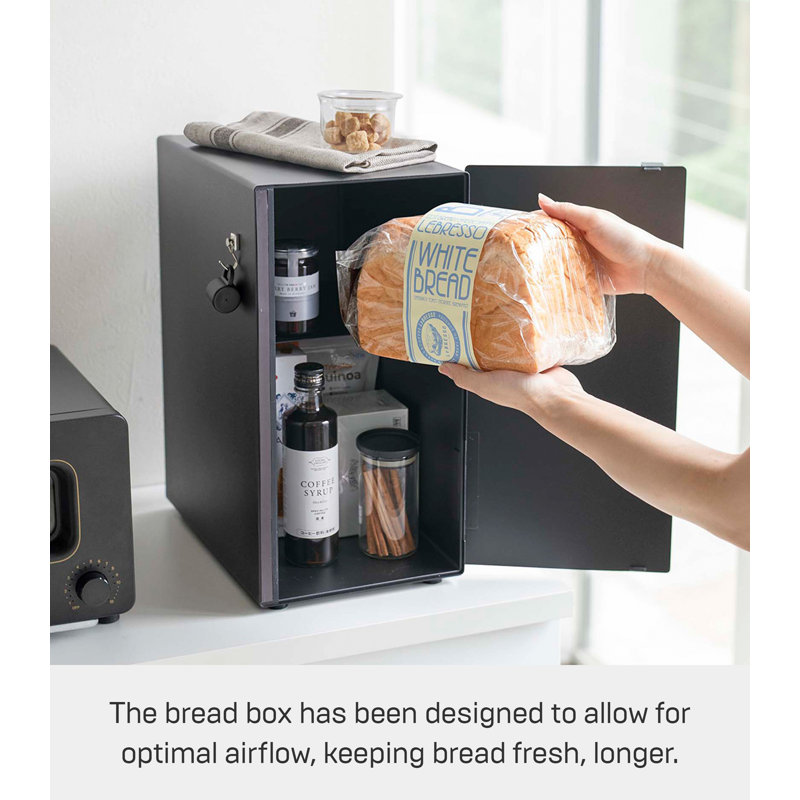 Yamazaki Black Steel Modern Bread Box