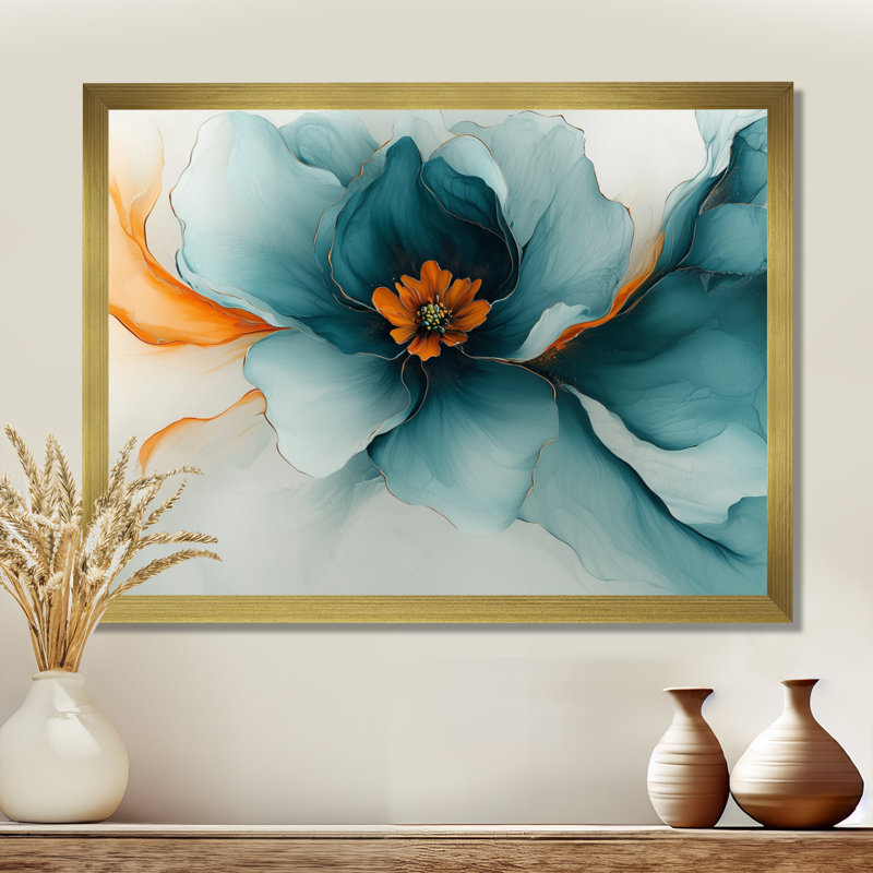 Hennen - Floral Canvas Wall Decor, Reproduction encadrée d'une seule photo sans pass, H 12 po x l 20 po, Doré