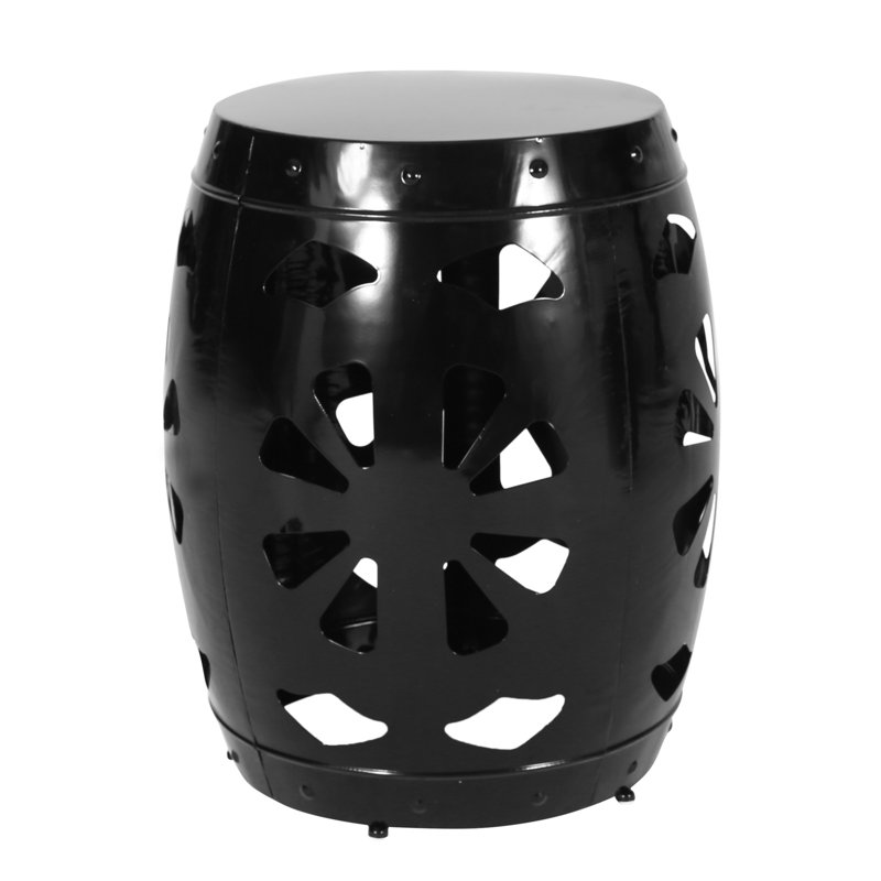 Table d'appoint moderne en métal avec détails élégants en fer, 16,13 po x 16,13 po x 20,57 po, sans assemblage, Noir