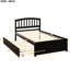 Lit plateforme simple en bois avec lit gigogne - Structure pour chambre à coucher solide-445706793