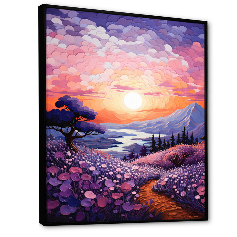 «Vangogh Lavender Fields Pointillism II», encadré sur toile par Vincent Van Gogh, peinture, H 32 po x l 24 po x P 1 po