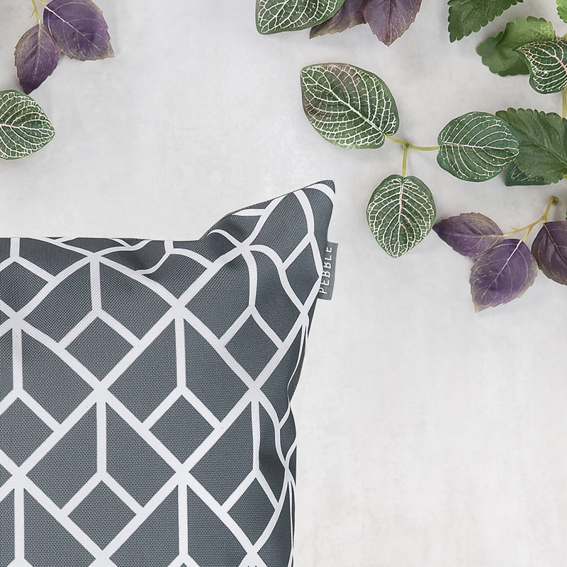 Art Deco Indoor-Outdoor Cushion, Charcoal