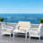 Hdpe All-weather 4-person Sofa Set & Coffee Table – Complete Outdoor Patio Conversation Set-18039329