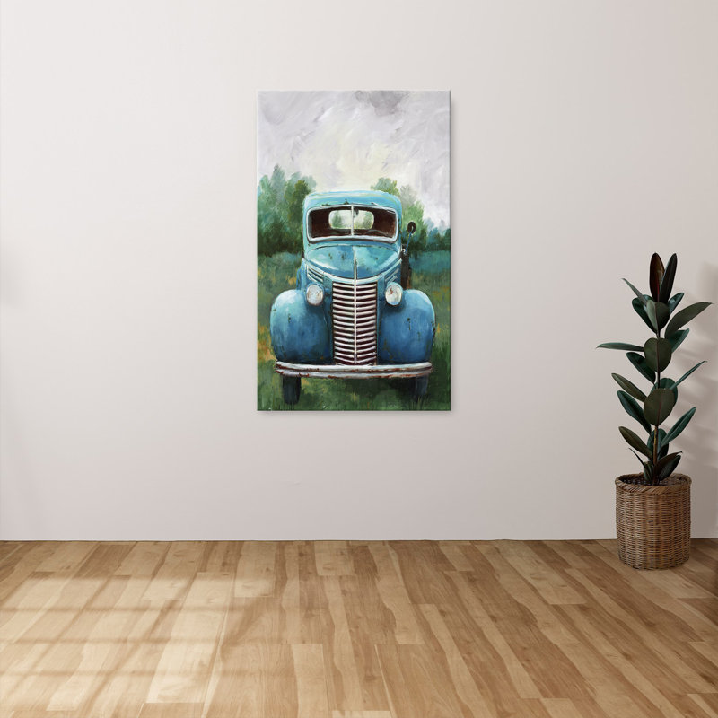 "Vintage Blue Truck" par Nan, reproduction sur toile, H 48 po x l 28 po x P 1,5 po