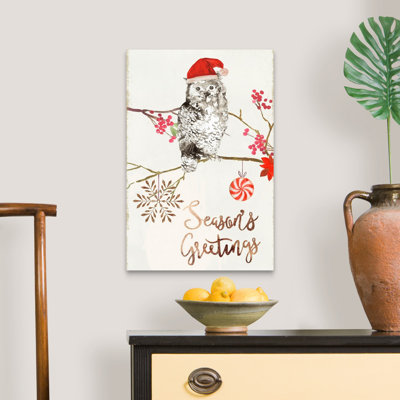 Christmas Owl II - reproduction d'art textuel sur toile