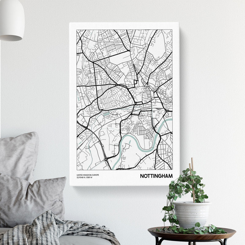 Map Nottingham UK - Wrapped Canvas, 60cm H x 40cm W x 3cm D