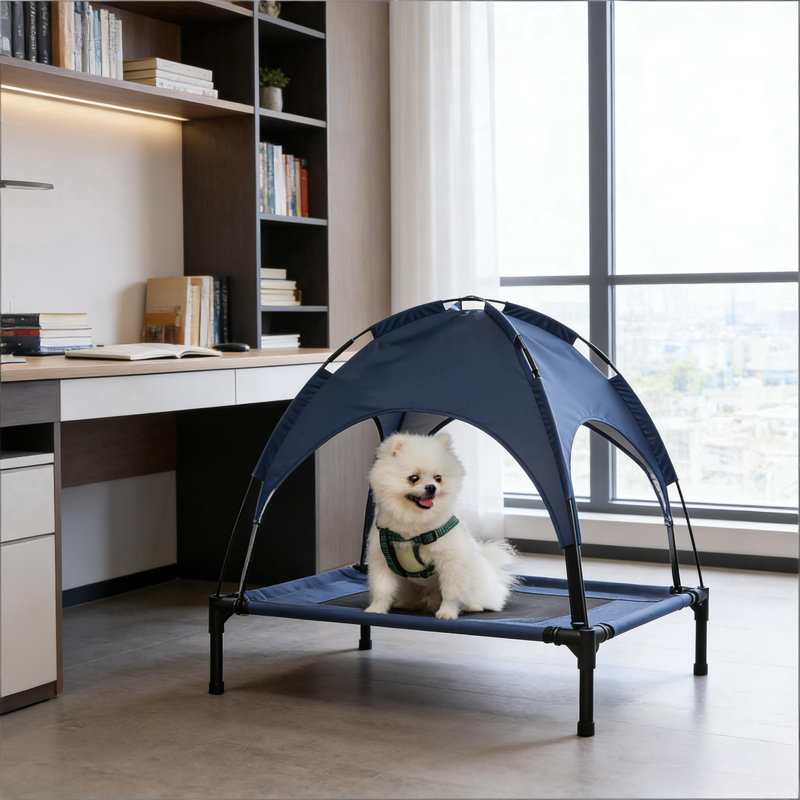 Lit pour animal de compagnie, lit pour chien portatif surélevé, Noir / bleu foncé, Small (28.8" H x 24" W x 30" D)