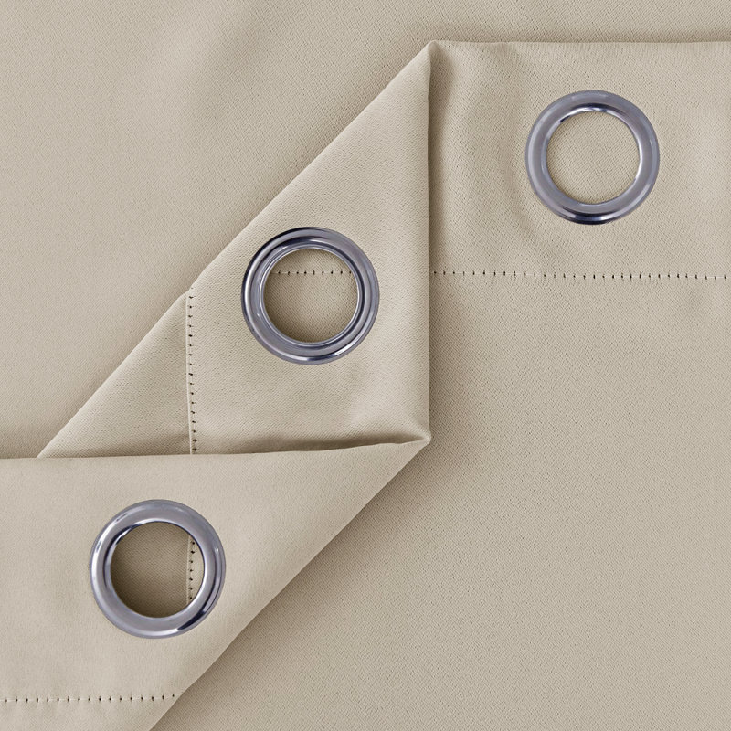 Jeffro Pair of Eyelet Blackout Curtain Panels, 116.84cm Width x 182.88cm Drop, Beige