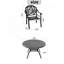 Ensemble de patio en fonte d'aluminium 5 pièces avec coussins bruns confortables