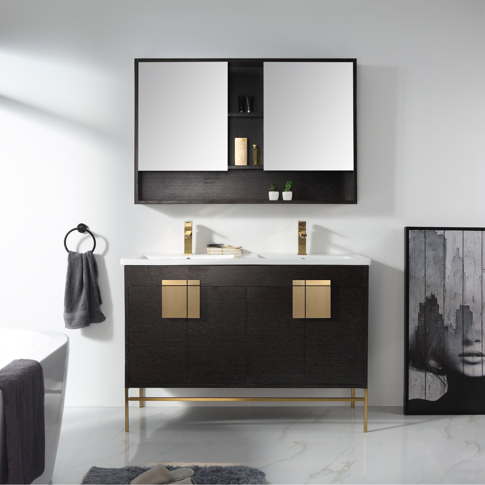 Maisie Surface Double Medicine Cabinet, Black