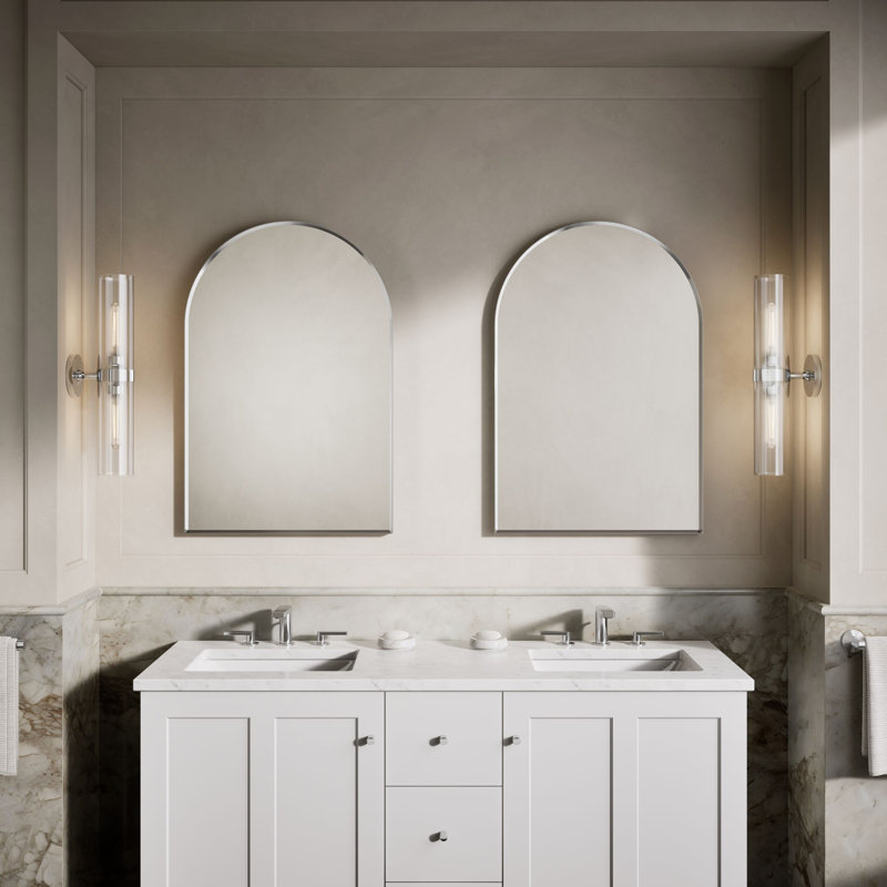 Essential 24 In. X 36 In. Arch Framed Mirror, 36" x 24", Polished Chrome