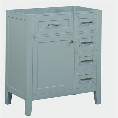Armoire de salle de bain 30 po sans lavabo, armoire inférieure seulement, avec tiroirs, structure solide et panneau de fibres à densité moyenne, vert