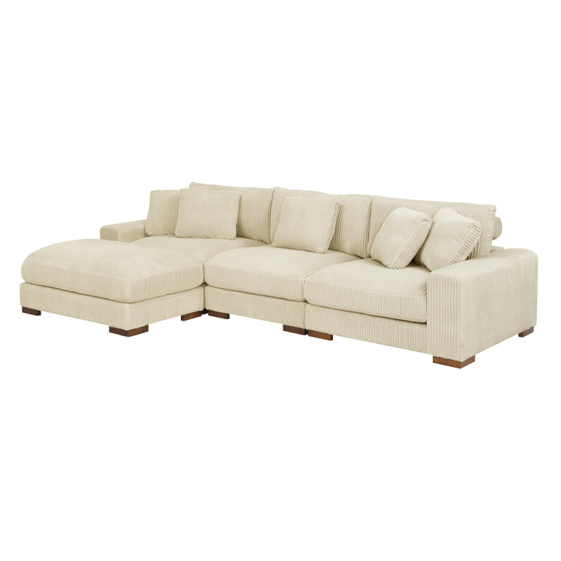 Beachcastle Modular Corduroy Sectional, Beige Corduroy