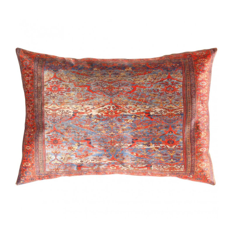 Square Pillow Cover & Insert, Rectangle, 16"H x 24"W, Red/Blue/Beige