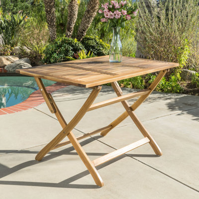 Table pliante en bois de 43,5 po, écoénergétique, prête pour l'extérieur