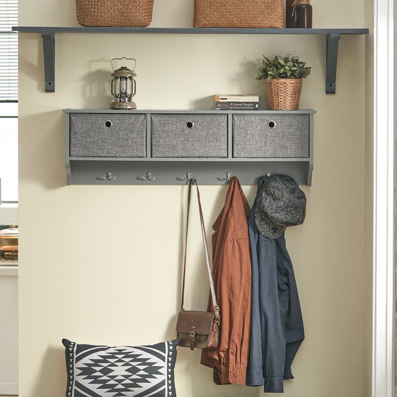 Lakeshore Wall 5 - Hook Wall Mounted Coat Rack, Grey