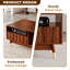 Table basse Keit de 47 po en bois de noyer moderne avec 2 tiroirs et rangement ouvert pour salon